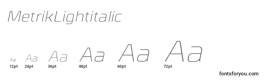 MetrikLightitalic Font Sizes