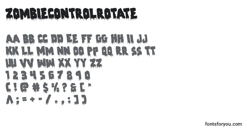 Шрифт Zombiecontrolrotate – алфавит, цифры, специальные символы