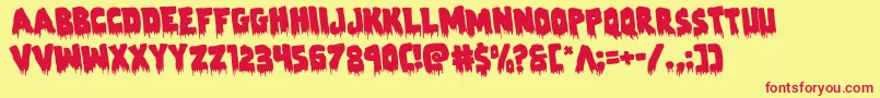 Zombiecontrolrotate-Schriftart – Rote Schriften auf gelbem Hintergrund