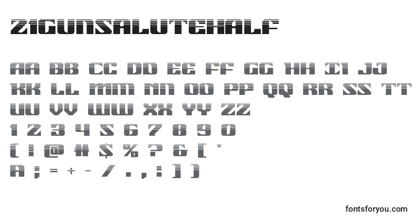 A fonte 21gunsalutehalf – alfabeto, números, caracteres especiais