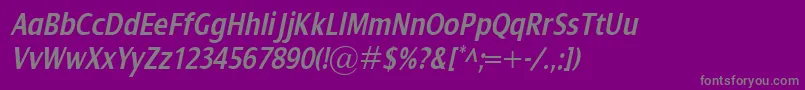 フォントDialogCondSemiboldItalic – 紫の背景に灰色の文字