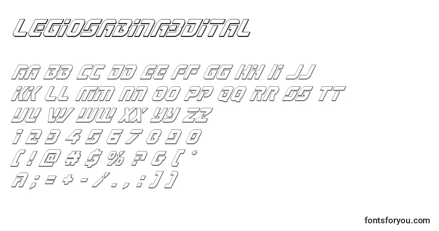 Czcionka Legiosabina3Dital – alfabet, cyfry, specjalne znaki