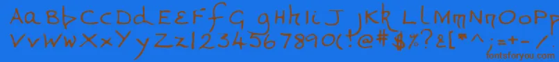 Valerieshand Font – Brown Fonts on Blue Background