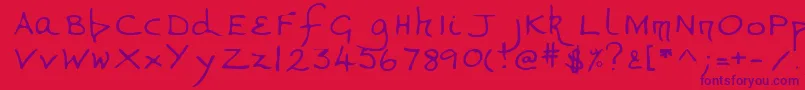 Valerieshand Font – Purple Fonts on Red Background