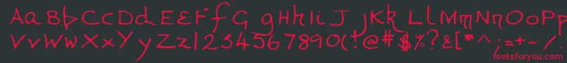 フォントValerieshand – 黒い背景に赤い文字