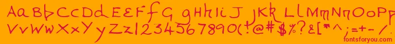 Valerieshand Font – Red Fonts on Orange Background