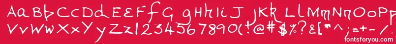 フォントValerieshand – 赤い背景に白い文字