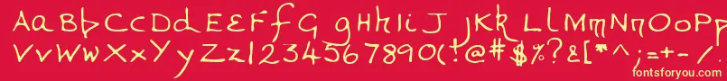 Valerieshand Font – Yellow Fonts on Red Background