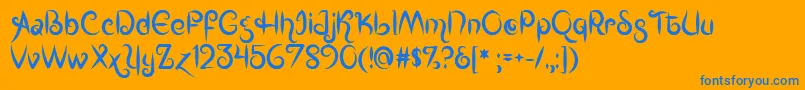 MfKingsQueens Font – Blue Fonts on Orange Background