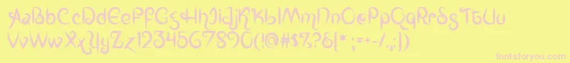 MfKingsQueens-fontti – vaaleanpunaiset fontit keltaisella taustalla