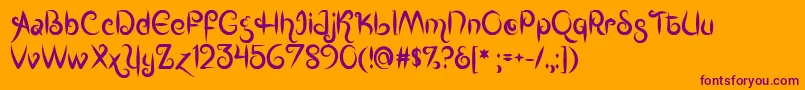 MfKingsQueens-fontti – violetit fontit oranssilla taustalla