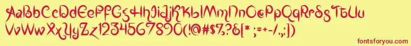 MfKingsQueens-fontti – punaiset fontit keltaisella taustalla