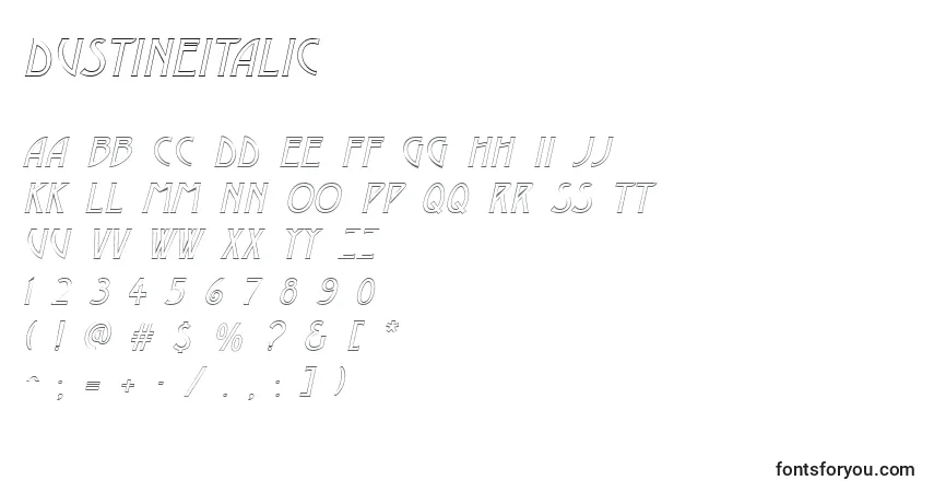 DustineItalic-fontti – aakkoset, numerot, erikoismerkit