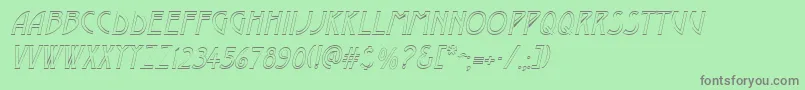 DustineItalic-fontti – harmaat kirjasimet vihreällä taustalla