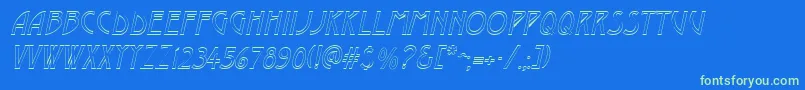 Fonte DustineItalic – fontes verdes em um fundo azul