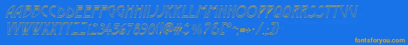 Fonte DustineItalic – fontes laranjas em um fundo azul