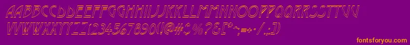 DustineItalic-Schriftart – Orangefarbene Schriften auf violettem Hintergrund
