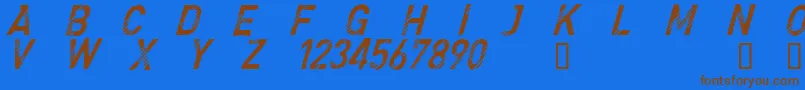 CfdenimjeansRegular-fontti – ruskeat fontit sinisellä taustalla