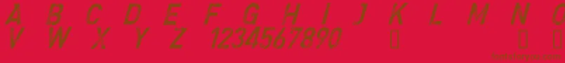 Czcionka CfdenimjeansRegular – brązowe czcionki na czerwonym tle