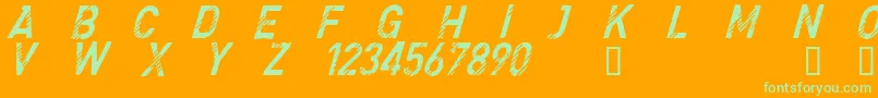 CfdenimjeansRegular Font – Green Fonts on Orange Background