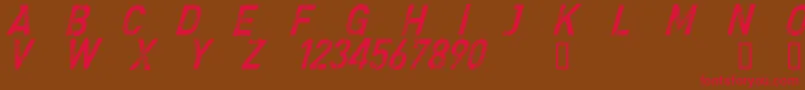 CfdenimjeansRegular-Schriftart – Rote Schriften auf braunem Hintergrund