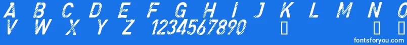 CfdenimjeansRegular-fontti – valkoiset fontit sinisellä taustalla