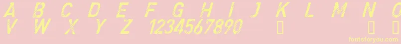 CfdenimjeansRegular-fontti – keltaiset fontit vaaleanpunaisella taustalla