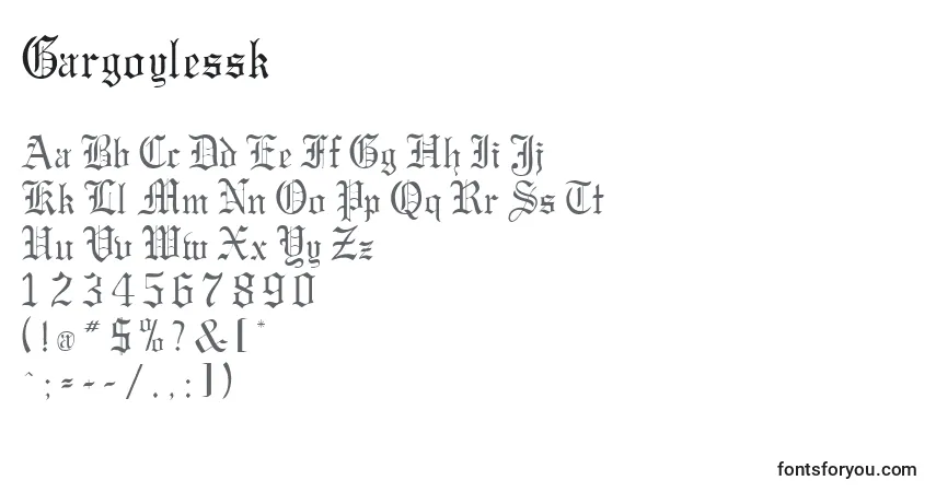 Czcionka Gargoylessk – alfabet, cyfry, specjalne znaki