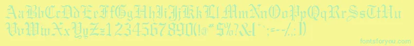 Gargoylessk-Schriftart – Grüne Schriften auf gelbem Hintergrund