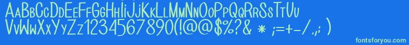 BioHandCre Font – Green Fonts on Blue Background