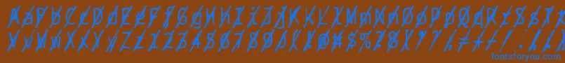 Bptypewritedamagedslashed Font – Blue Fonts on Brown Background