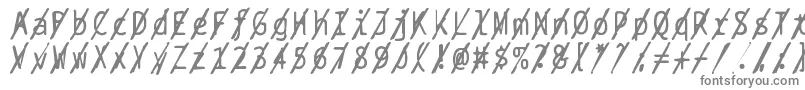 Bptypewritedamagedslashed-Schriftart – Graue Schriften auf weißem Hintergrund