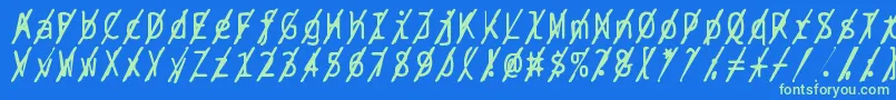 Шрифт Bptypewritedamagedslashed – зелёные шрифты на синем фоне