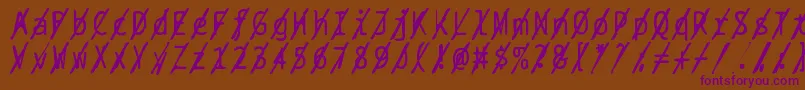Bptypewritedamagedslashed Font – Purple Fonts on Brown Background