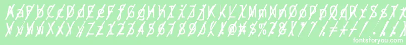 Fonte Bptypewritedamagedslashed – fontes brancas em um fundo verde