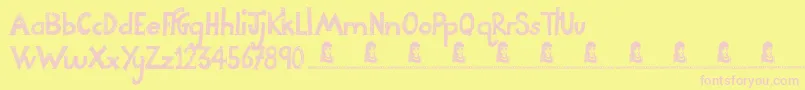 NightAdder-fontti – vaaleanpunaiset fontit keltaisella taustalla