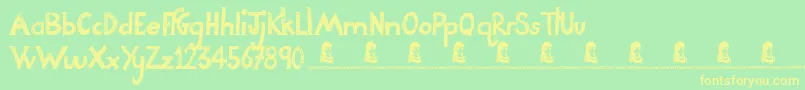 フォントNightAdder – 黄色の文字が緑の背景にあります