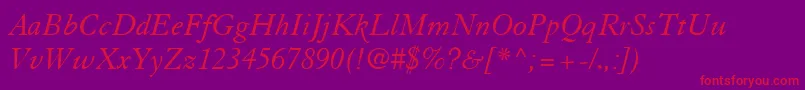 GranjonLtItalic Font – Red Fonts on Purple Background