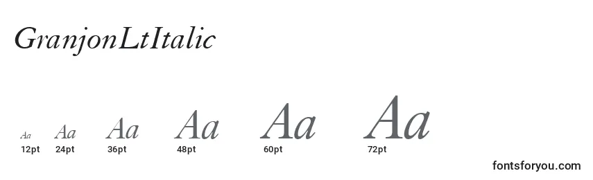 Размеры шрифта GranjonLtItalic
