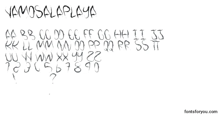 Czcionka VamosALaPlaya – alfabet, cyfry, specjalne znaki