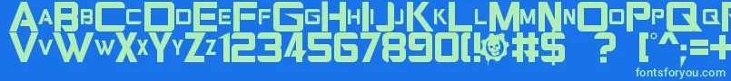 Gearsofpeace Font – Green Fonts on Blue Background