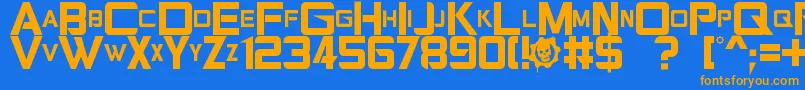 Gearsofpeace Font – Orange Fonts on Blue Background