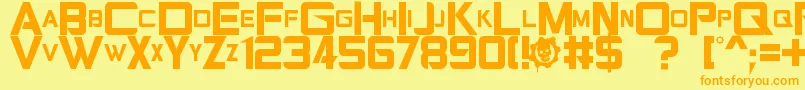 Czcionka Gearsofpeace – pomarańczowe czcionki na żółtym tle