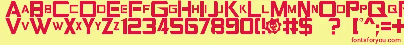 Gearsofpeace Font – Red Fonts on Yellow Background