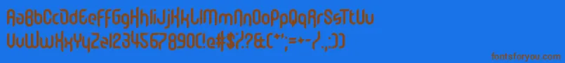 フォントMemberKinglify – 茶色の文字が青い背景にあります。