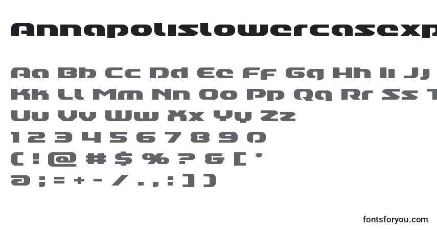 Шрифт Annapolislowercasexpand – алфавит, цифры, специальные символы