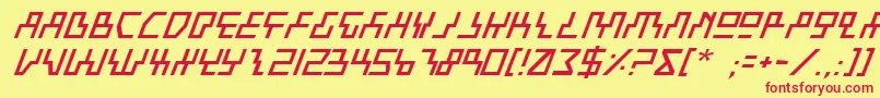 Czcionka BeamRiderItalic – czerwone czcionki na żółtym tle