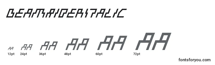 Размеры шрифта BeamRiderItalic