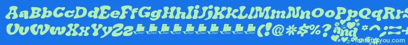 Шрифт JAirplaneSwashItalicFont – зелёные шрифты на синем фоне