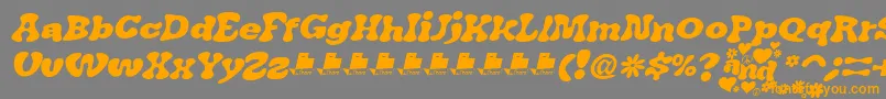 フォントJAirplaneSwashItalicFont – オレンジの文字は灰色の背景にあります。